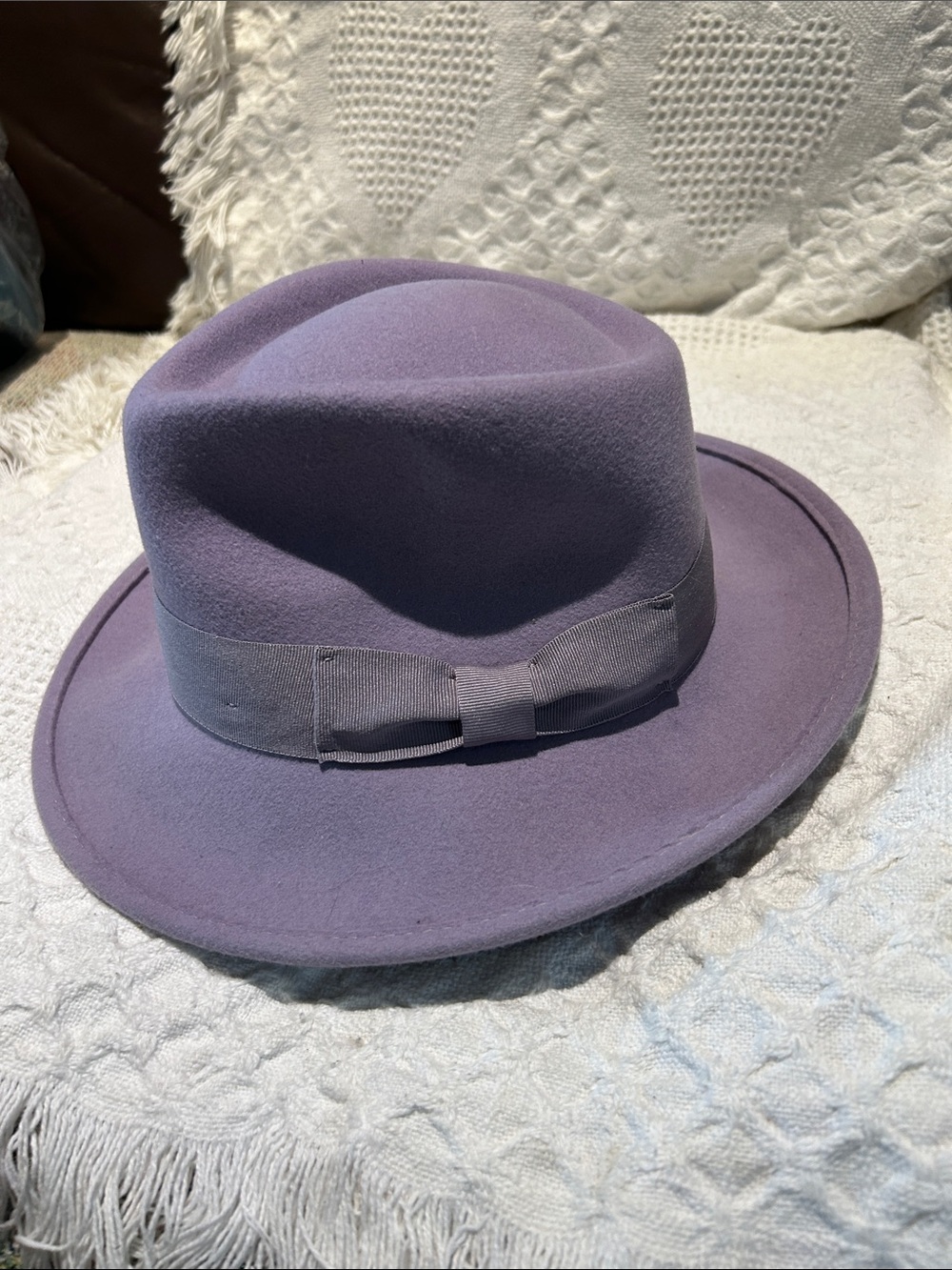 WYETH lavender fedora wool hat